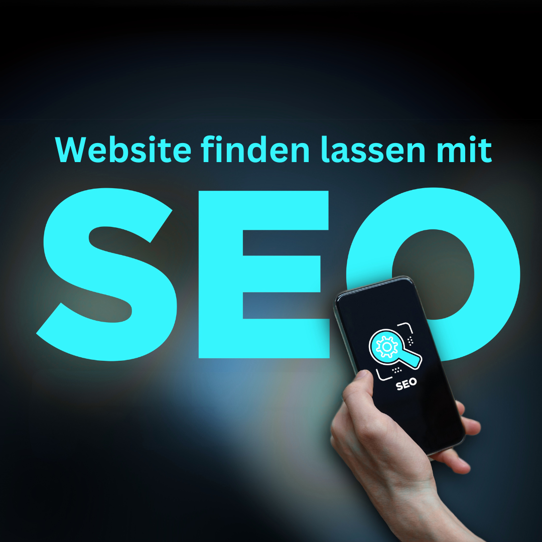 Grafik wo Website finden lassen mit SEO drauf steht